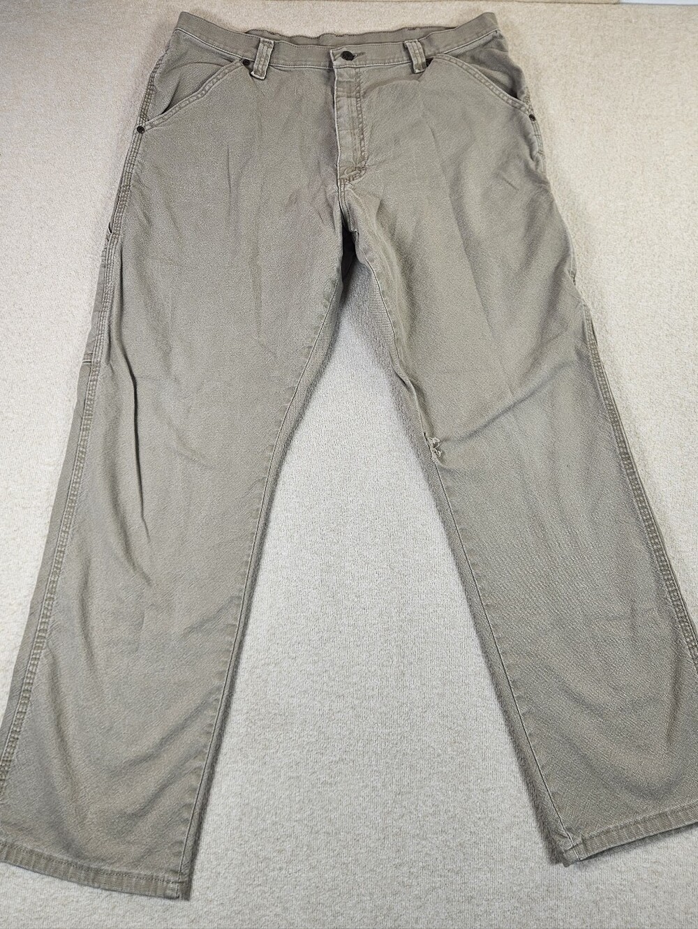 Wrangler Cargo Pants Khaki 36x32 Relaxed Workwear Distressed Mens